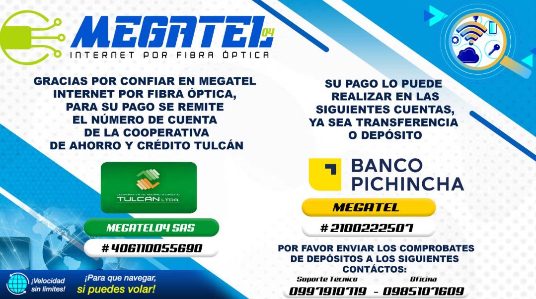 MEGATEL04 TELECOMUNICACIONES INTERNET POR FIBRA OPTICA