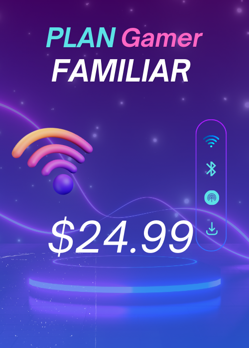 MEGATEL04 TELECOMUNICACIONES INTERNET POR FIBRA OPTICA PLAN GAMER FAMILIAR